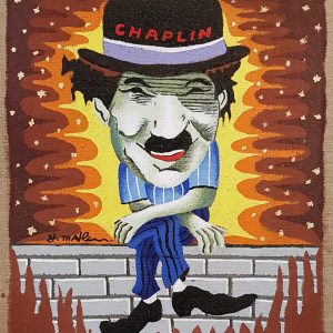 Art time gallery Jerusalem(Art online) -  Yuval Mahler - Charlie Chaplin - Original Automobile colors on canvas - 46 x 41 cm / 18.5 x 16 inches